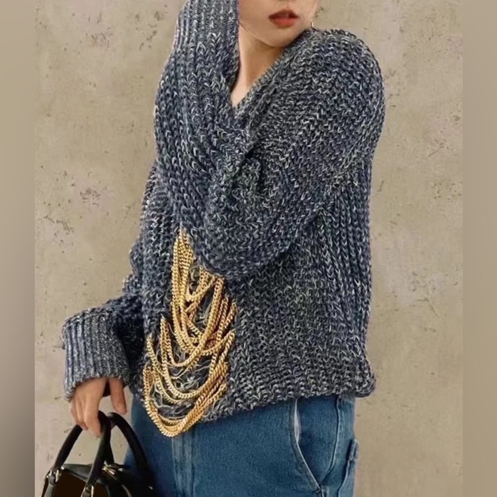 NWT Broken Hardware Chain Cut Out Hollow Out Causual Oversized Size S - Picture 2 of 6